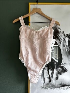 NWT PacSun Light Pink Lace-Trim One-Piece Swim